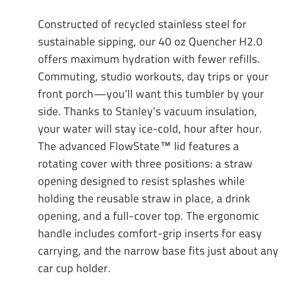 Stanley Quencher H2.0 FlowState 40 oz Black NIB - Picture 8 of 9